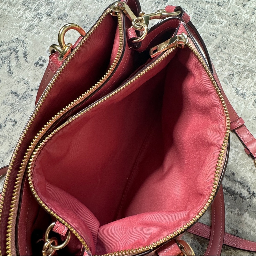 Coach Mini Brooke Carryall Satchel Pink Glitter Crossgrain Leather Gold - Picture 11 of 11